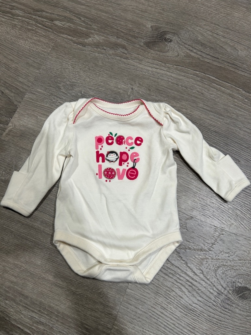 Gymboree Cream Long-Sleeve One-Piece with Pink Graphic
